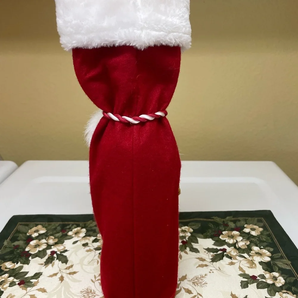 NWOT Christmas Wine Gift Bag. Red “From Santa” Trimmed with White Faux Fur. - Picture 5 of 5